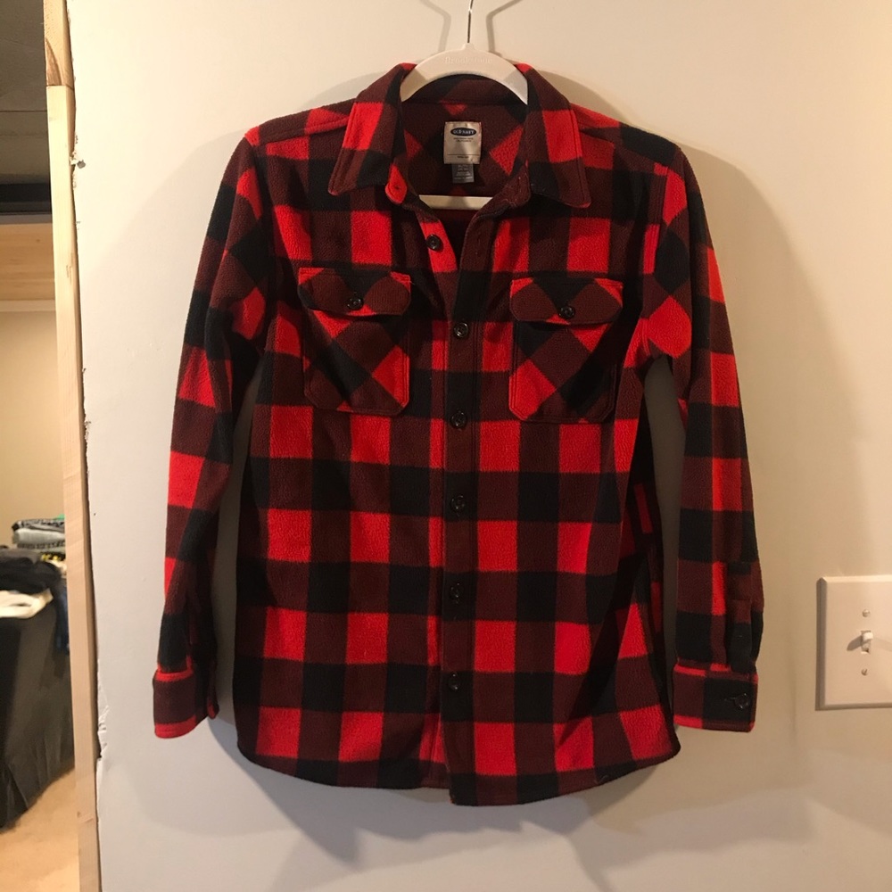 Old navy checked boy fleece size Large